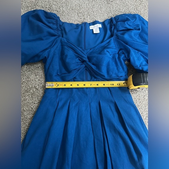 Revolve House of Harlow 1960 Blue Puff Sleeve Mini Pleated Dress - Size 0 - Picture 9 of 11